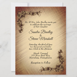 ディープラスティックフラワーズのウェディング招待状 招待状