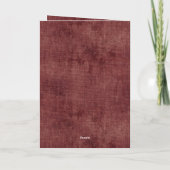 ディープレッドのフェイクリネン(リネン風) フォックス クリスマス カード (裏面)