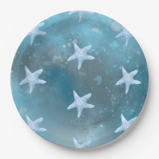 ディープ ブルー シー ウェディング ペーパープレート (正面)