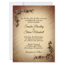 ディープ ラスティック フラワーズ ウェディング インビテーション