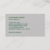 ディーラートレーダーグリーン金ゴールドモノグラムプロフェッショナル 名刺 (裏面)