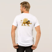 ディーンのライオン 黒い三日月と星のロゴ 白いTシャツ トライブレンドＴシャツ (裏面全面)