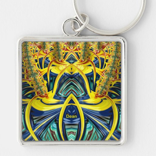 ディーン~ブルーアクアレッドグリーンイエロー光沢~ キーホルダー (正面)