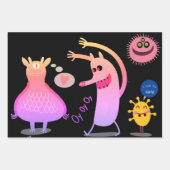 ディ名前をカスタムするハッピーモンスターギフトラッピング ラッピングペーパーシート (正面3)