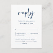 ディ結婚ナーの出欠の返事、食事のオプション付き、ネイビーブルー エンクロージャーカード (正面)