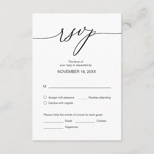 ディ結婚ナーの出欠、食事のオプション エンクロージャーカード (正面)