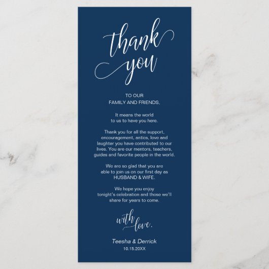 ディ結婚ナー,場所設定サンキューカード プログラム (正面)