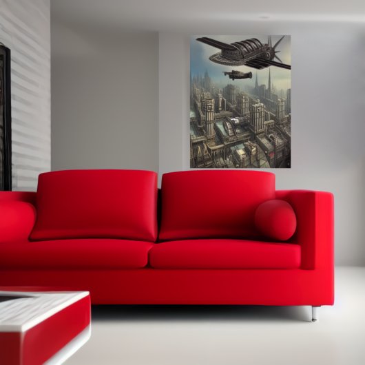 ディ飛んでいるーセルパンクci上の機械| AI Art Poster ポスター