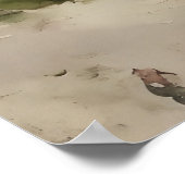 デイアットザビーチ-ヴィンテージアート – 水彩 ポスター (角)