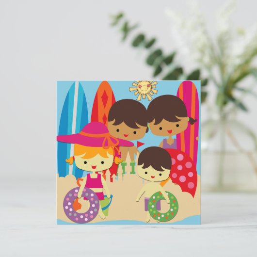 デイアットビーチスイミング誕生日招待状 招待状 (スタンド正面)