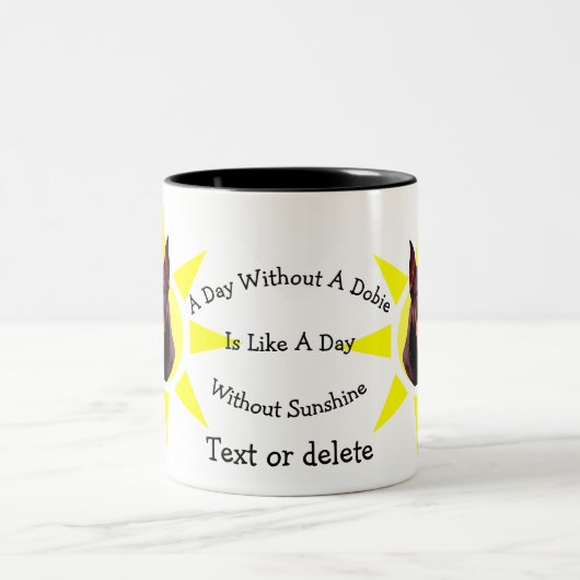 デイウィズドーベルマン(犬)かわいいドバーマンパーソナライズされた ツートーンマグカップ (中央)