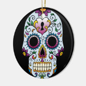 デイオブザデッドシュガースカルブルーオーナメントラウンド セラミックオーナメント (左)