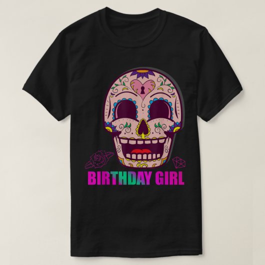デイオブザデッドシュガースカル誕生日ガールパーティー Tシャツ (デザイン正面)