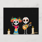 デイオブザデッドシュガースカル骨格招待状 ポストカード (裏面)