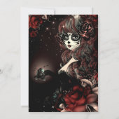 デイオブザデッドスカルガールレッドハローウィンパーティ 招待状 (裏面)