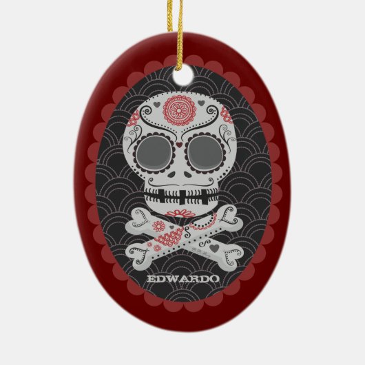 デイオブザデッドスカルディアデロスムエルトスカラベラス セラミックオーナメント (裏面)