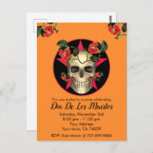 デイオブザデッドスカルパーティの招待状 ポストカード (正面/裏面)