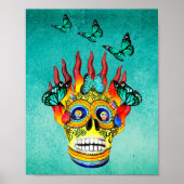 デイオブザデッドファイアスカル&ターコイズ蝶 ポスター (正面)