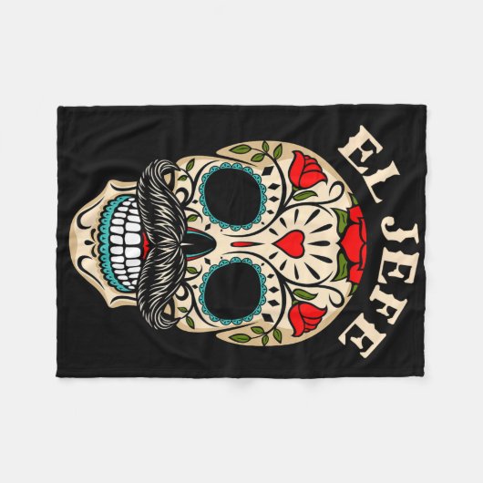 デイオブザデッドメキシエルジェフボスシュガースカルハ フリースブランケット (正面(横))