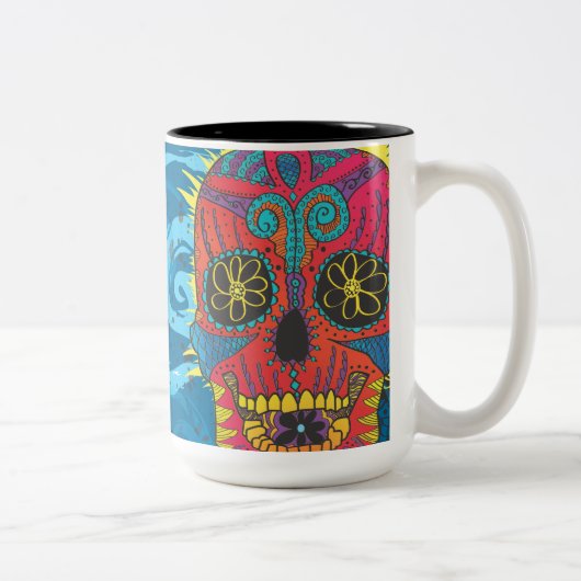 デイオブザデッドレインボースカルデイジートライバルタトゥー ツートーンマグカップ (右)