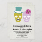 デイオブザデッド婚約パーティ招待状 招待状 (正面/裏面)