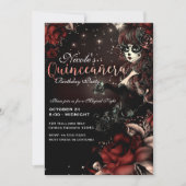 デイオブザデッド・ガール・レッド・ブラック・キンチェニェラパーティー 招待状 (正面)