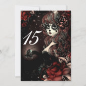 デイオブザデッド・ガール・レッド・ブラック・キンチェニェラパーティー 招待状 (裏面)