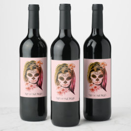 デイオブザデッドCatrinaスケルトン顔パーティー ワインラベル