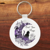 デイグラフィック神秘的な天空の黒猫の月 キーホルダー (正面)