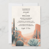 デイグリーンボーホリーフデザートカクティスキュレ結婚ント 招待状 (正面)