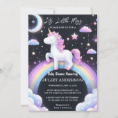 デイグロー宇宙王室のポニーユニコーンベビーガールシャワー 招待状 (正面)