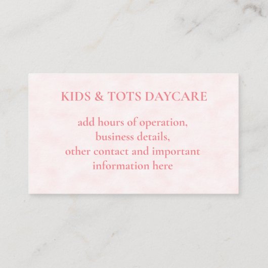 デイケアかわいいベビーペンギンピンクビジネスカード 名刺 (裏面)