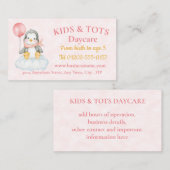 デイケアかわいいベビーペンギンピンクビジネスカード 名刺 (正面/裏面)