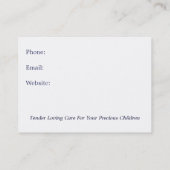 デイケアの提供者: 粘土のベビーの写真: オリジナル 名刺 (裏面)