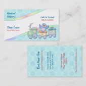 デイケアまたはベビーシッターのためのブルーバードトレイン 名刺 (正面/裏面)