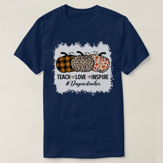 デイケア先生新学期パンプキン秋ティーシュ Tシャツ (デザイン正面)
