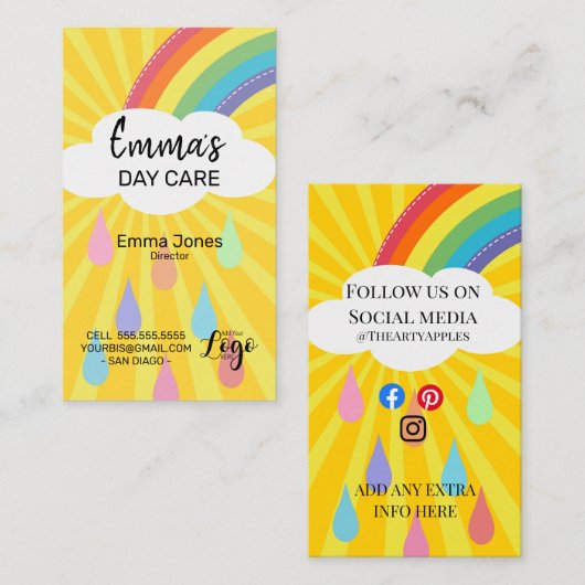 デイケア 太陽 晴れた 夏 外 保育園 名刺 (正面/裏面)