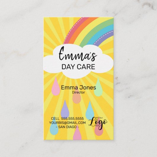 デイケア 太陽 晴れた 夏 外 保育園 名刺 (正面)