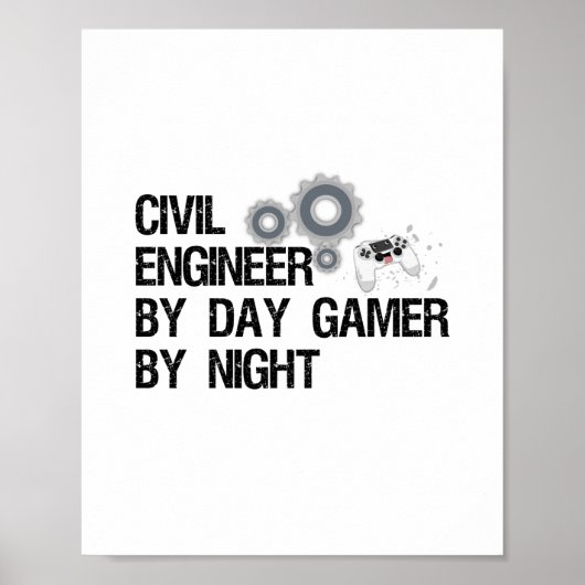デイゲーマーによる土木技師ナイトポスター ポスター (正面)