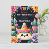 デイサボテンかわいいウノタコ最初のフィエスタ1st誕生日 招待状 (スタンド正面)