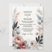 デイシルクピンクボホーピーニーガーデンダスティーバラ結婚ズ 招待状 (正面)