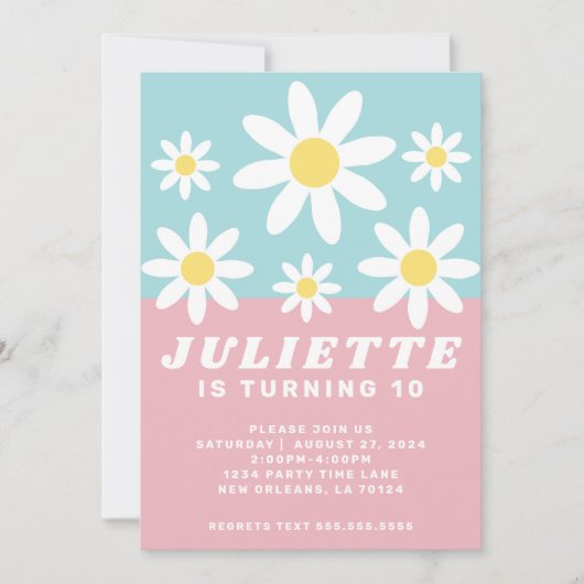 デイジーおもしろい誕生日パーティーの招待 招待状 (正面)