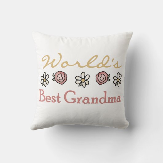 デイジーおよびバラの世界で最も最高のな祖母のギフト クッション (裏面)