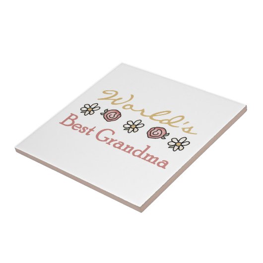 デイジーおよびバラの世界で最も最高のな祖母のギフト タイル (側面)