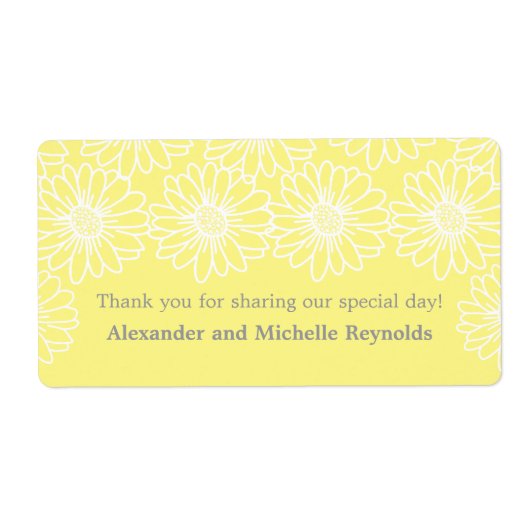 デイジーお洒落ウェディングラベル、黄色 ラベル (正面)