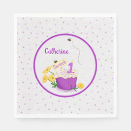 デイジーお洒落カップケーキ1st誕生日 スタンダードランチョンナプキン