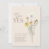デイジーお洒落ワイルドフラワー彼女が言ったYes婚約 招待状 (正面)