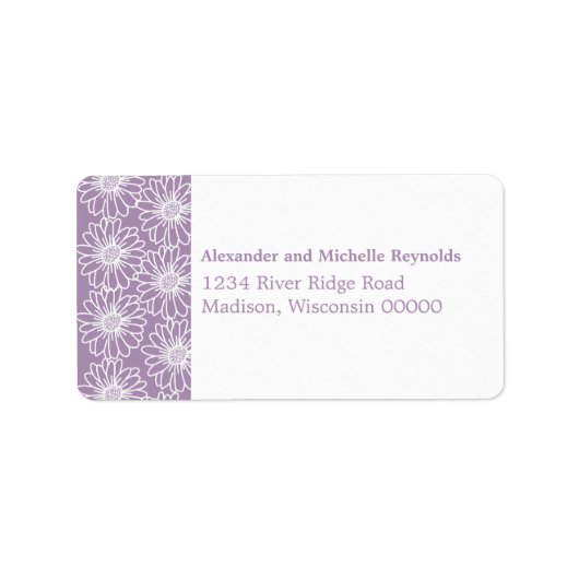 デイジーお洒落住所 シール、紫 ラベル (正面)
