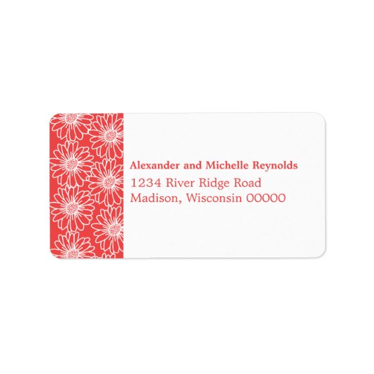 デイジーお洒落住所 シール、赤 ラベル (正面)