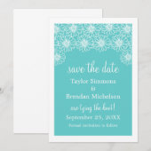 デイジーお洒落保存する日付招待状、アクア セーブザデート (正面/裏面)